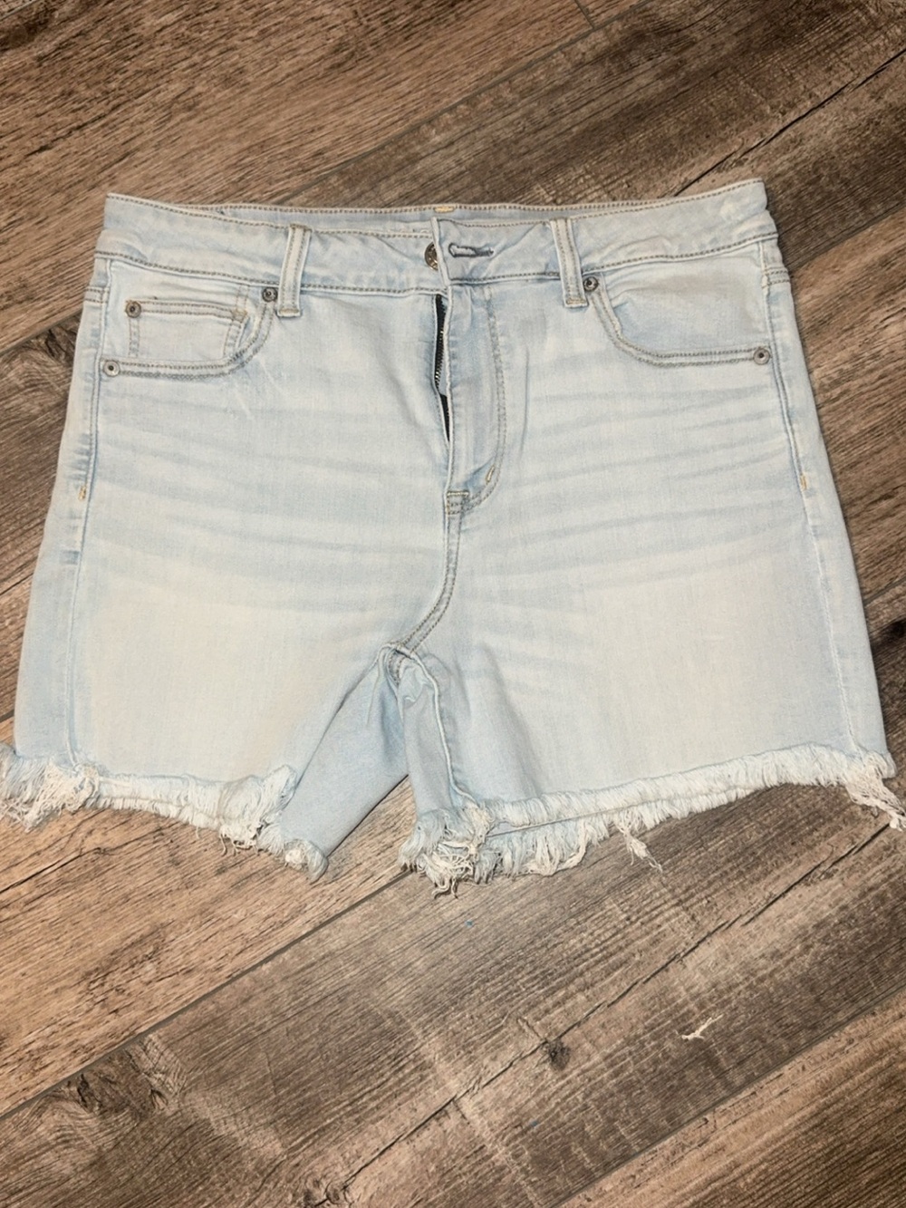 American Eagle Outfitters Light Blue Frayed Hem Denim Shorts